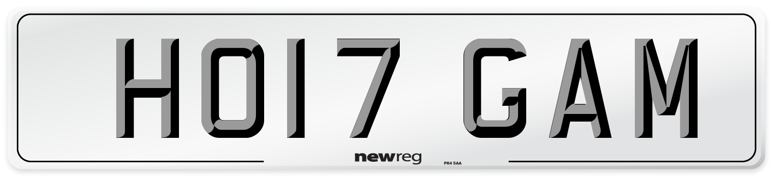 HO17 GAM Number Plate from New Reg